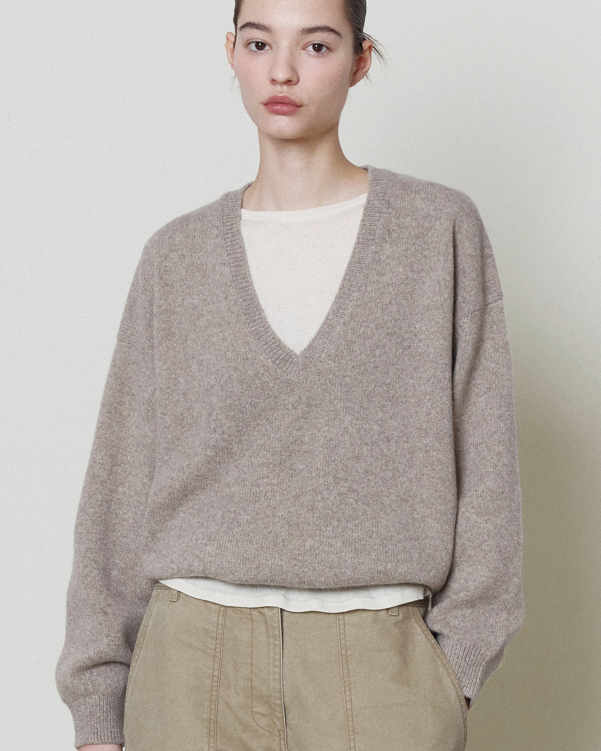 Brownyard - Deep V Neck Sweater (Beige) product image 2 | TRAB K-Fashion Australia