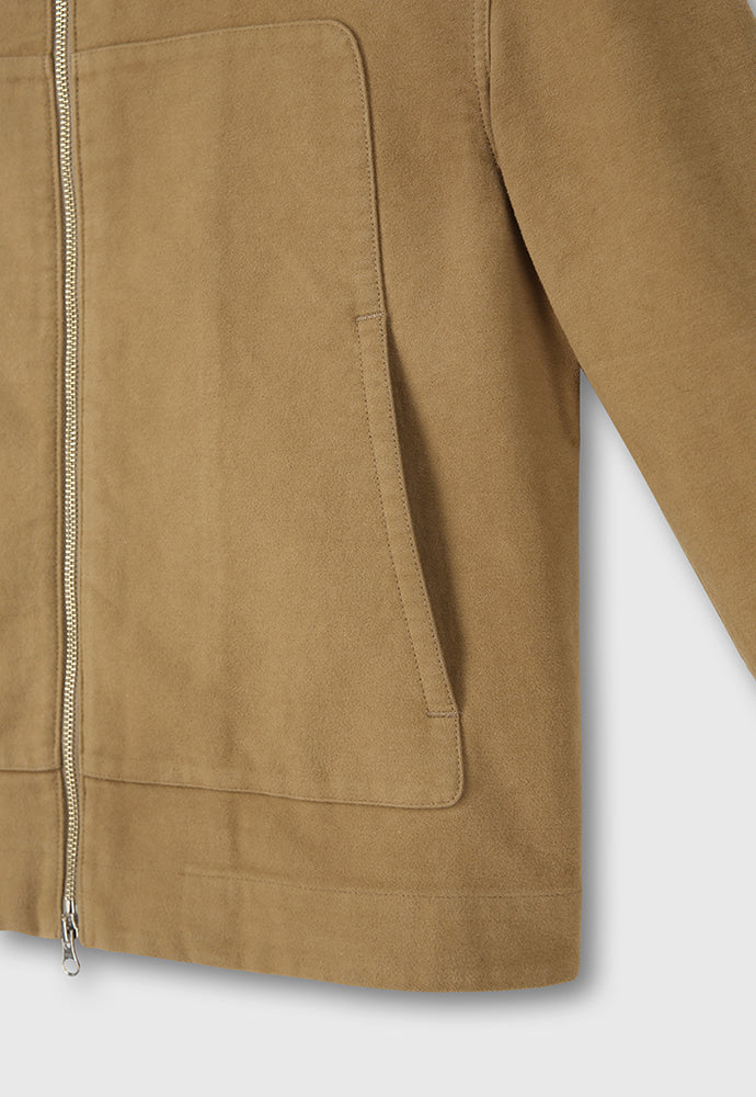 Tonywack - Garment-Washed Moleskin Zip Blouson Jacket (Washed Beige) product image 12 | TRAB K-Fashion Australia