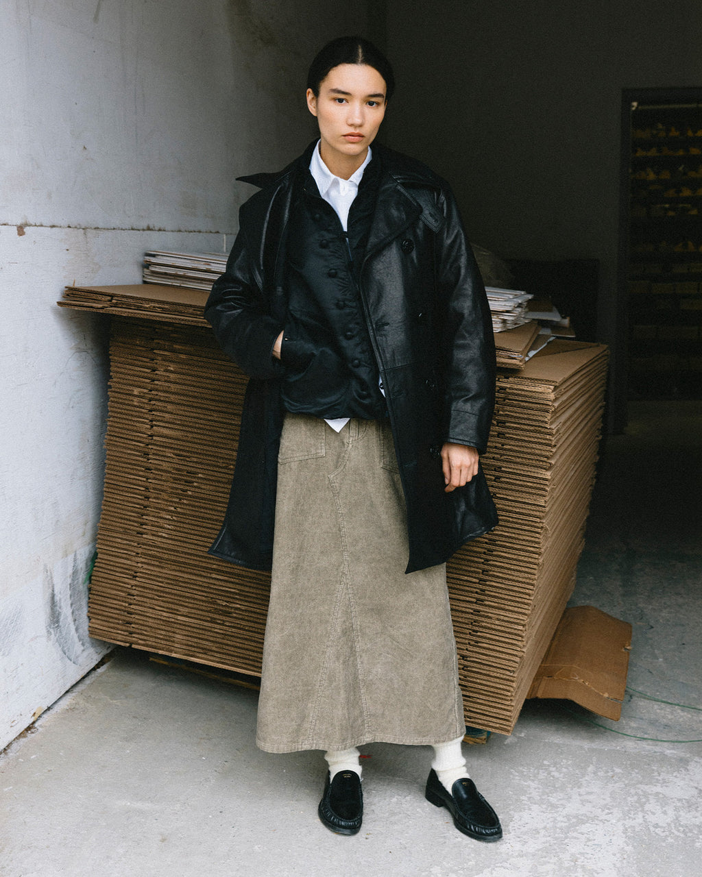 Eastlogue - Naval Leather Coat (Black) product image 1 | TRAB K-Fashion Australia