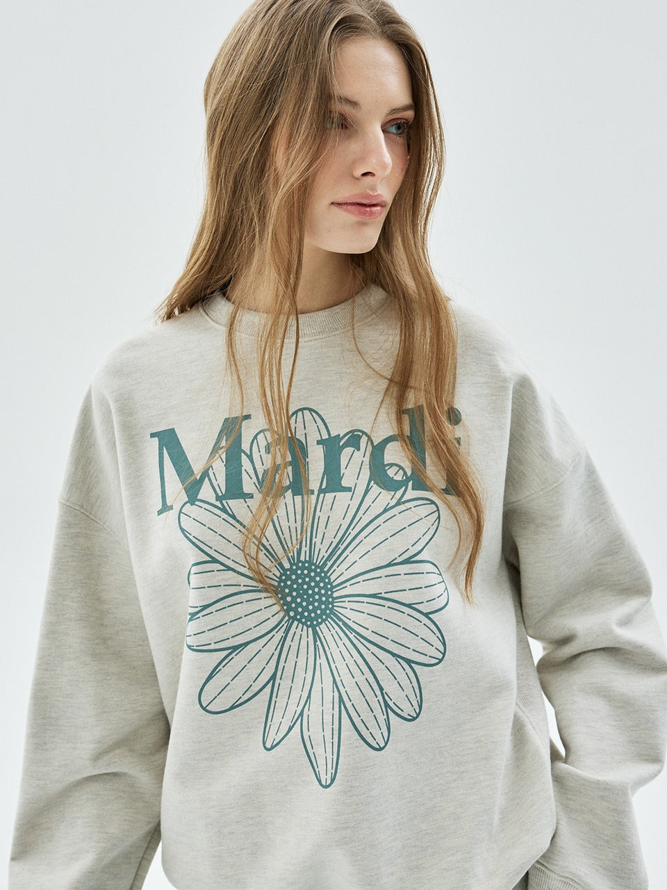 Mardi Mercredi - [Pre-Order – Ships June 26] Sweatshirt Flowermardi (Oatmeal Mint) product image 1 | TRAB K-Fashion Australia