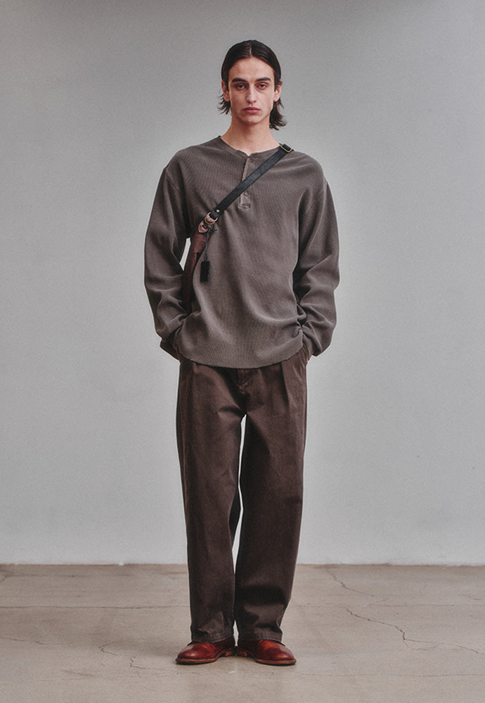 Art if acts - Garment Dyed Waffle Henley (Mud Brown) product image 2 | TRAB K-Fashion Australia