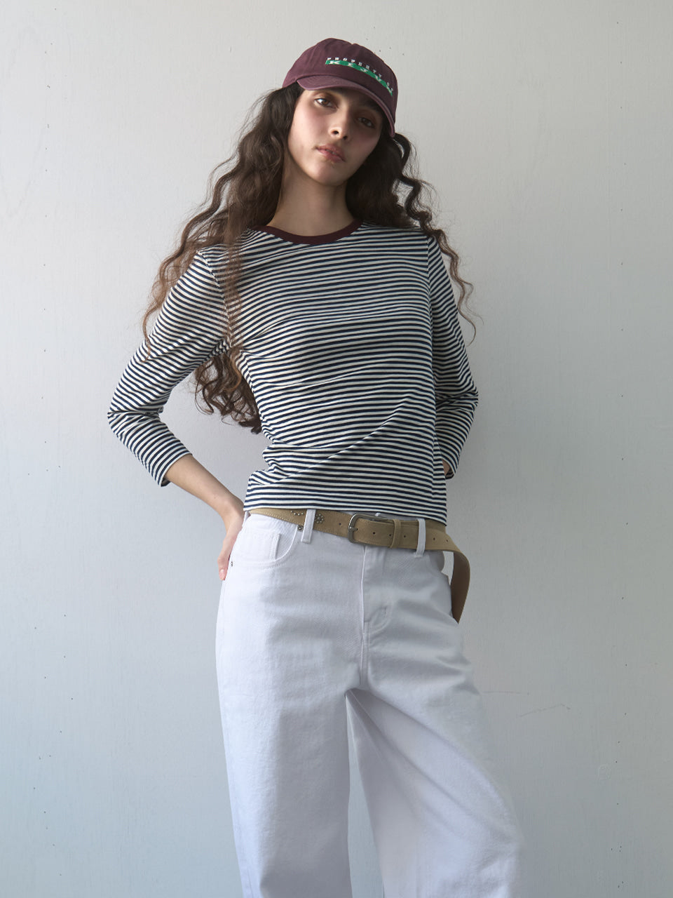 Kijun - Stripe Mid Sleeve Tee (Navy) product image 6 | TRAB K-Fashion Australia