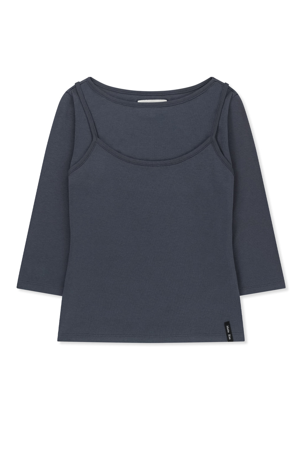 Matin Kim - 3/4 Sleeve Top & Tank Layered Set (Smoke Blue) product image 1 | TRAB K-Fashion Australia