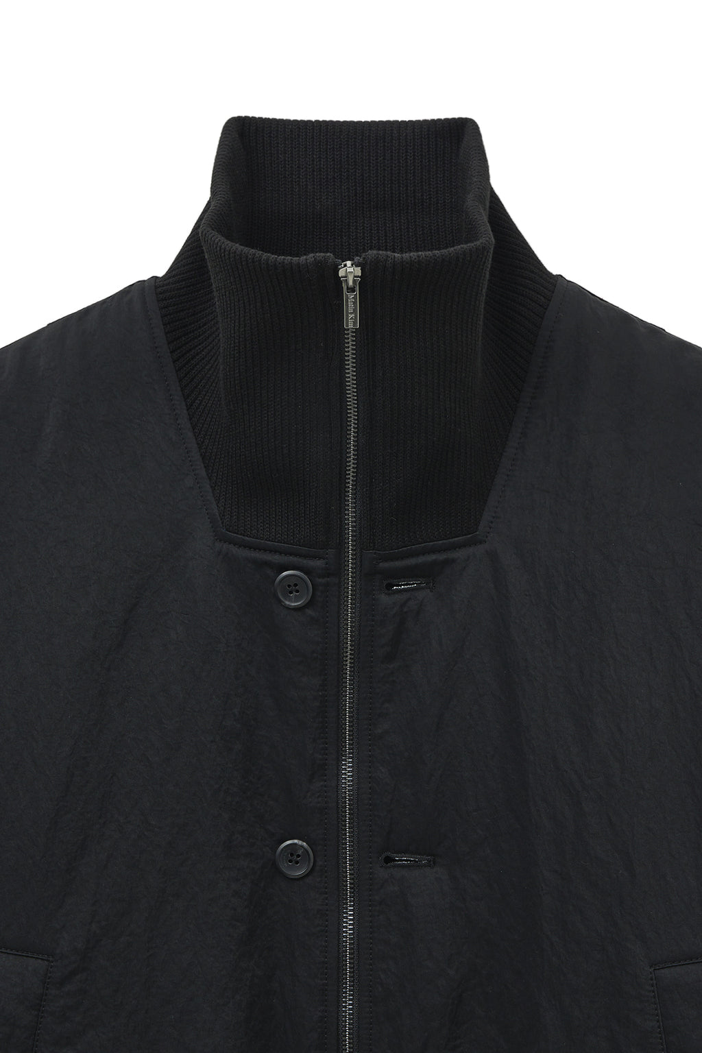 Matin Kim - High Neck Button Point Zip Up Jumper (Black) product image 4 | TRAB K-Fashion Australia
