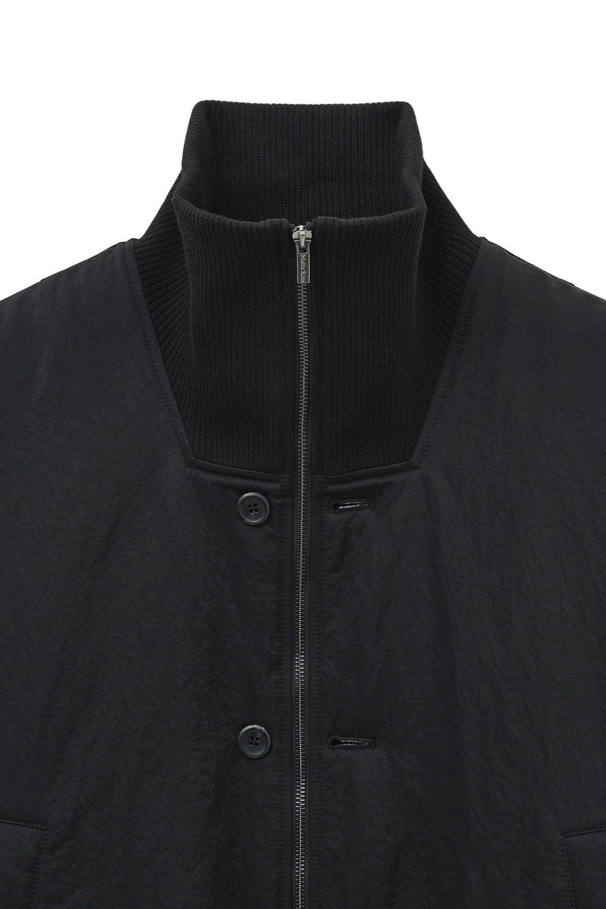 Matin Kim - High Neck Button Point Zip Up Jumper (Black) product image 4 | TRAB K-Fashion Australia