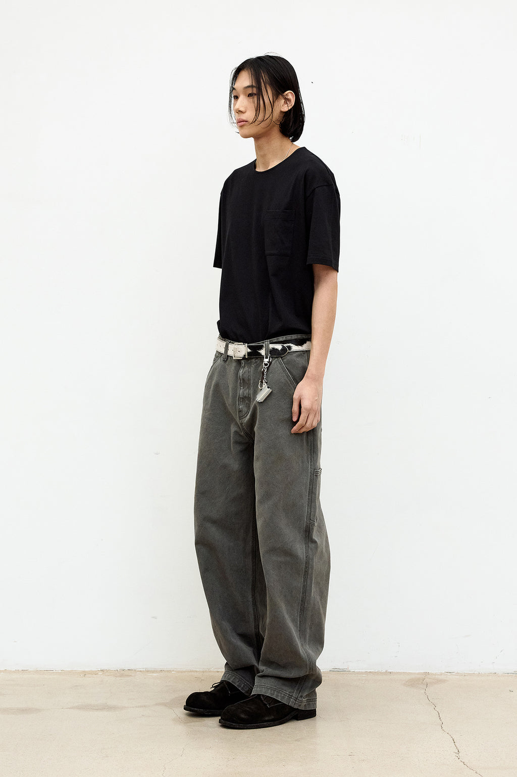 Coor - Supima Cotton Semi-Overfit U-Neck T-Shirt (Black) product image 3 | TRAB K-Fashion Australia