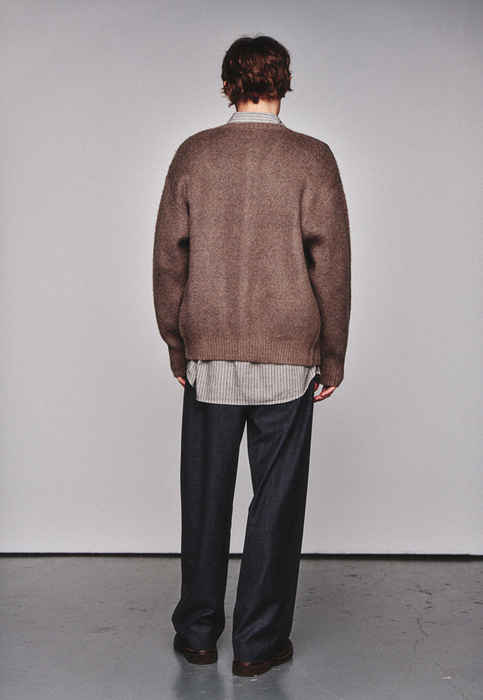 Art if acts - Mohair Round Neck Cardigan (Light Grey) product image 3 | TRAB K-Fashion Australia