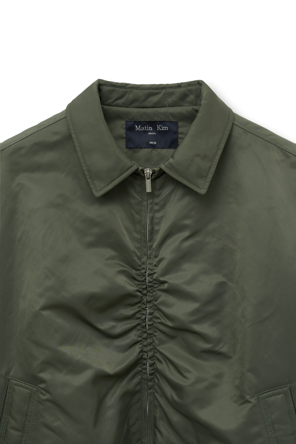 Matin Kim - Applique Logo Shirring Bomber Jumper (Khaki) product image 4 | TRAB K-Fashion Australia