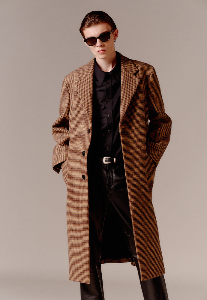 Tonywack - Single Breasted Tailored Coat (Brown/Beige/Black Houndtooth) product image 4 | TRAB K-Fashion Australia
