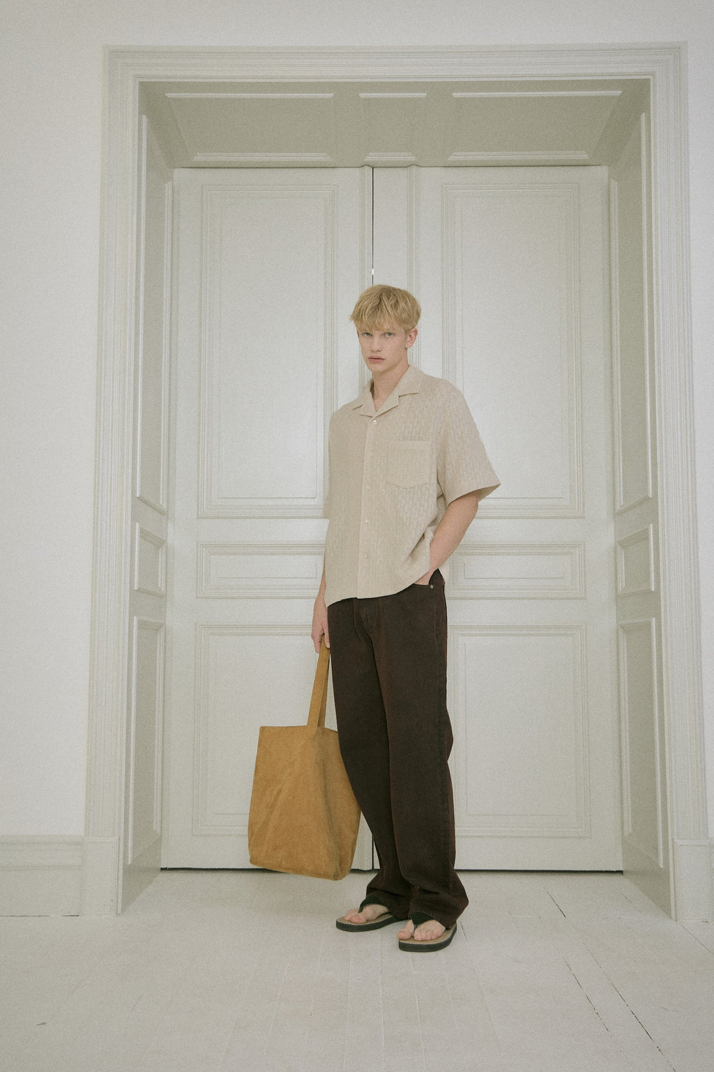 STU - Back Raglan Jacquard Shirt (Ivory) product image 7 | TRAB K-Fashion Australia