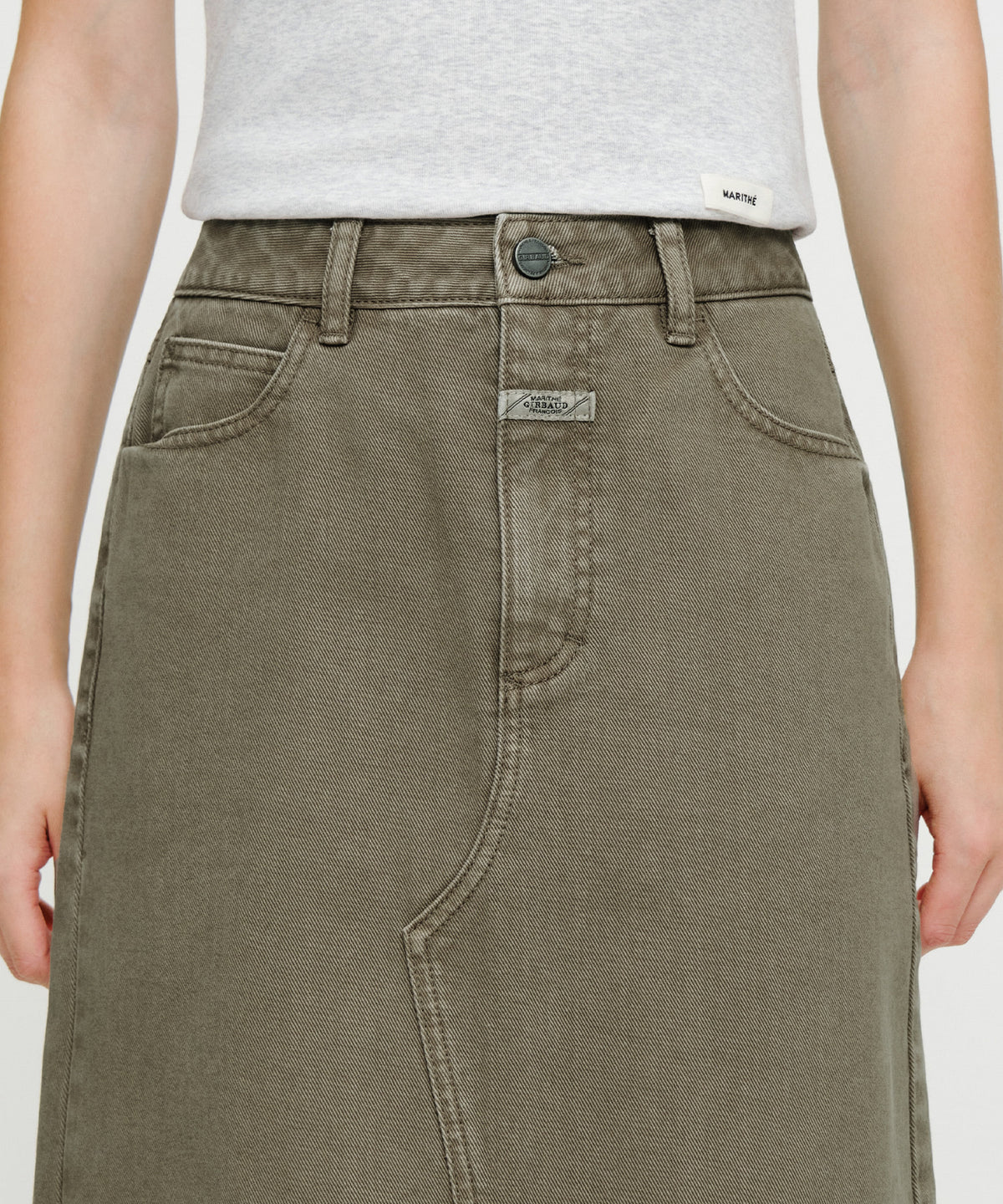 Marithe & Francois Girbaud - [Pre-order – Ships 12 Oct] Maxi Denim Skirt (Brown) product image 4 | TRAB K-Fashion Australia