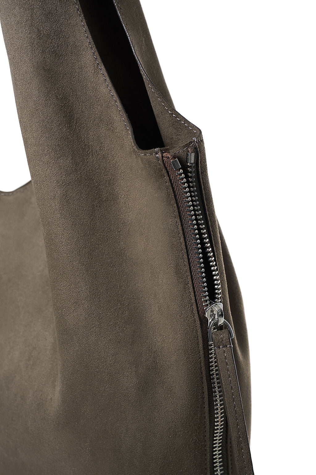 Matin Kim - Side Zip Suede Shoulder Bag (Charcoal) product image 4 | TRAB K-Fashion Australia