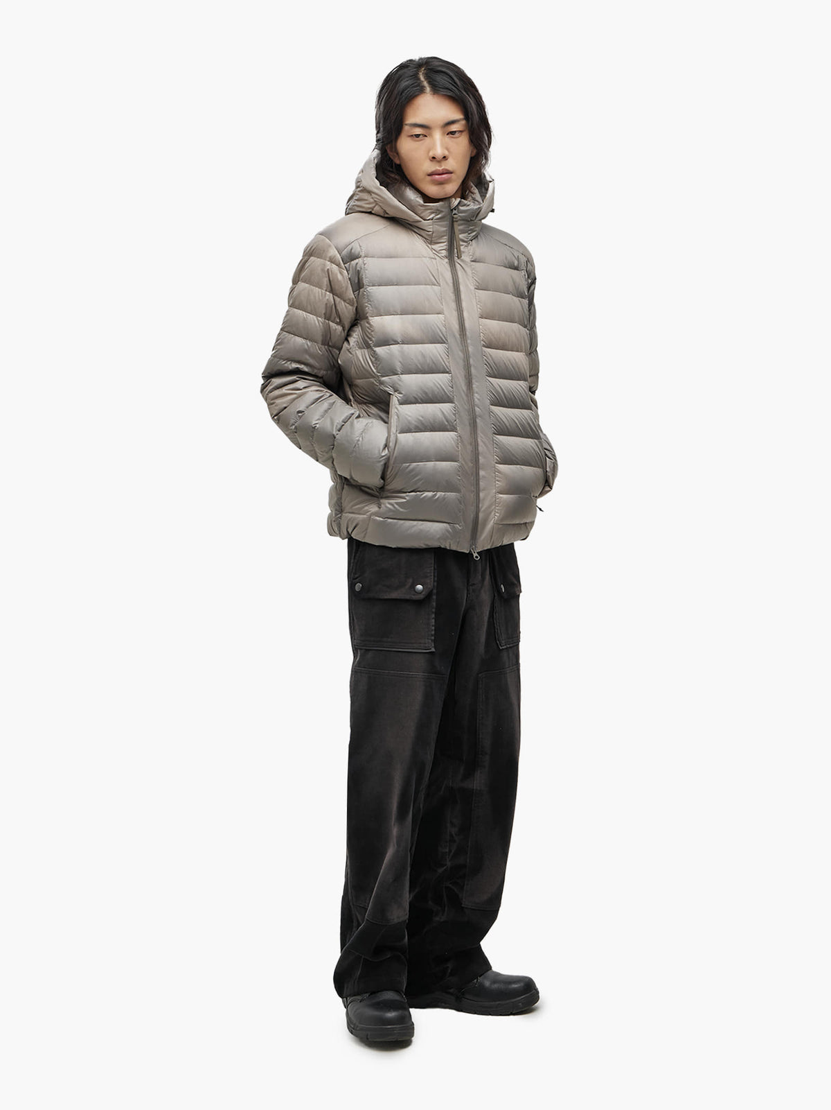 Jiyong Kim - Sun-Bleached Double-Knee Trousers (Black) product image 1 | TRAB K-Fashion Australia