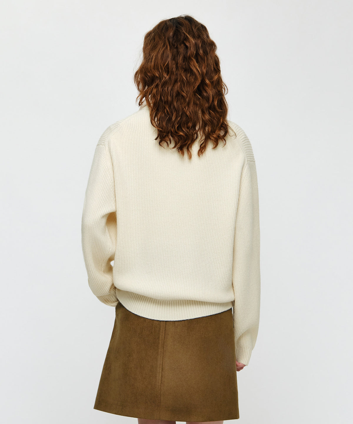 Marithe & Francois Girbaud - Small Classic Logo Oversized Half Zip-up Knit (Ivory) product image 3 | TRAB K-Fashion Australia