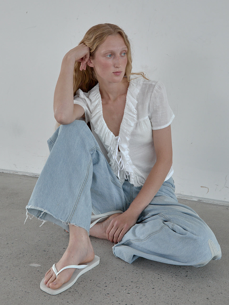 Kijun - Cotton Ruffle Blouse (Off-White) product image 6 | TRAB K-Fashion Australia