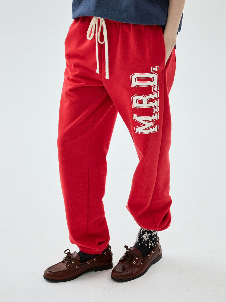 Mardi Mercredi - Slim Jogger Pants M.R.D. Logo (Red Ivory) product image 1 | TRAB K-Fashion Australia