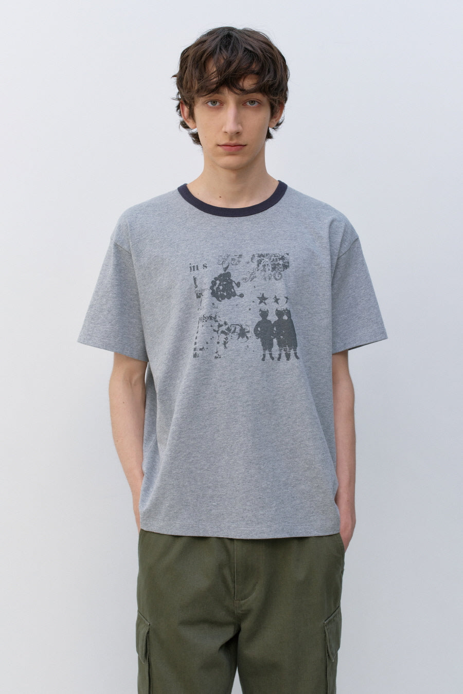 Insilence - Knotted Graphic T-shirt (Melange Grey) product image 2 | TRAB K-Fashion Australia