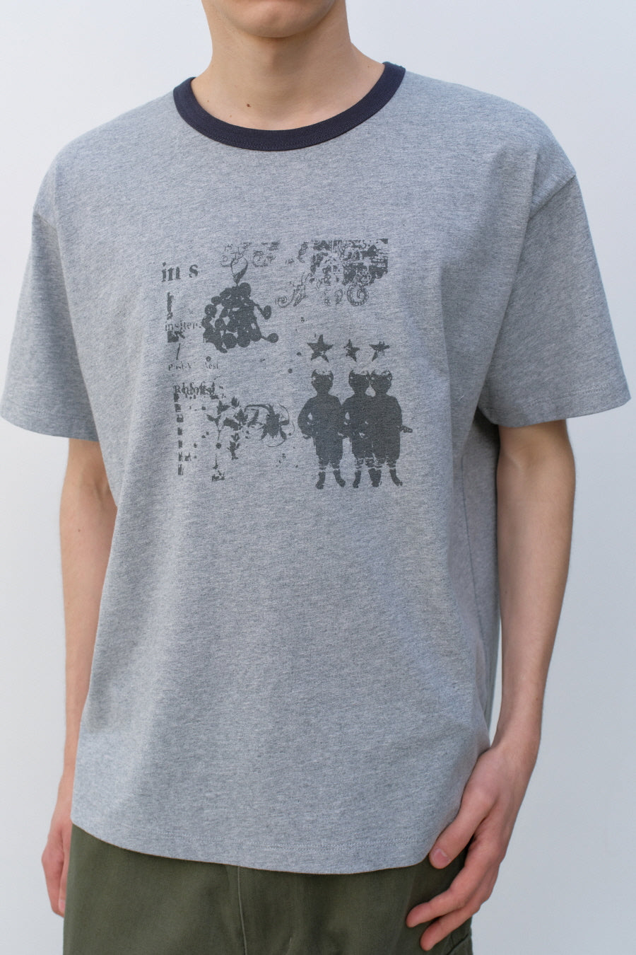 Insilence - Knotted Graphic T-shirt (Melange Grey) product image 5 | TRAB K-Fashion Australia