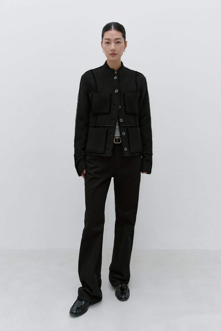 Insilence - Wool Jersey Tweed Jacket (Black) product image 3 | TRAB K-Fashion Australia