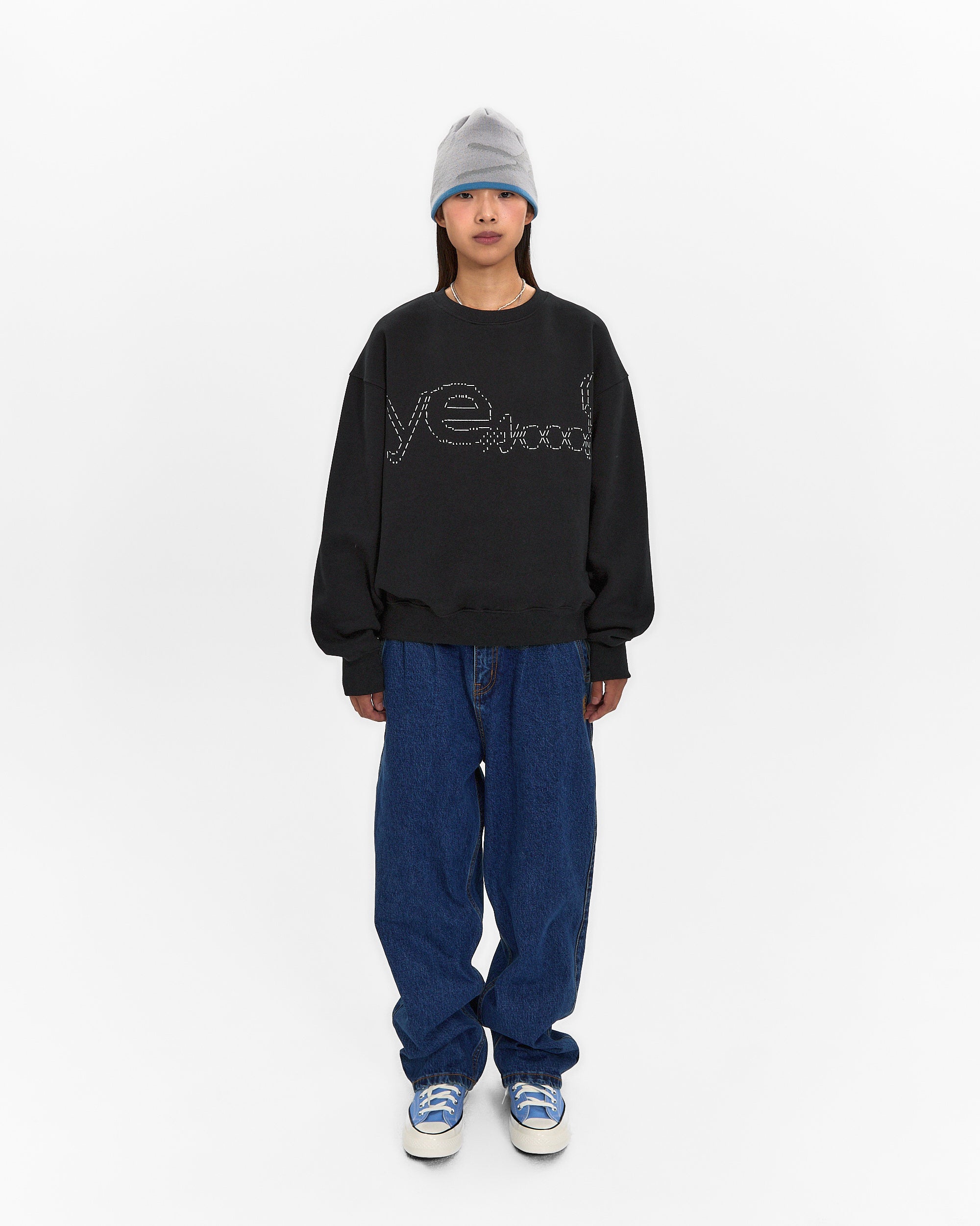 yeseyesee - Y.E.S Dotted Logo Sweatshirt (Black) product image 10 | TRAB K-Fashion Australia