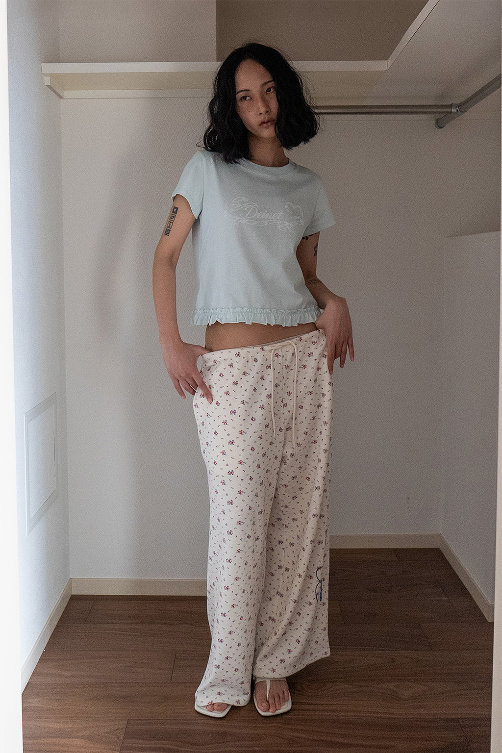 Deinet - Soft Waffle Flower Jersey Pants (Ivory) product image 5 | TRAB K-Fashion Australia