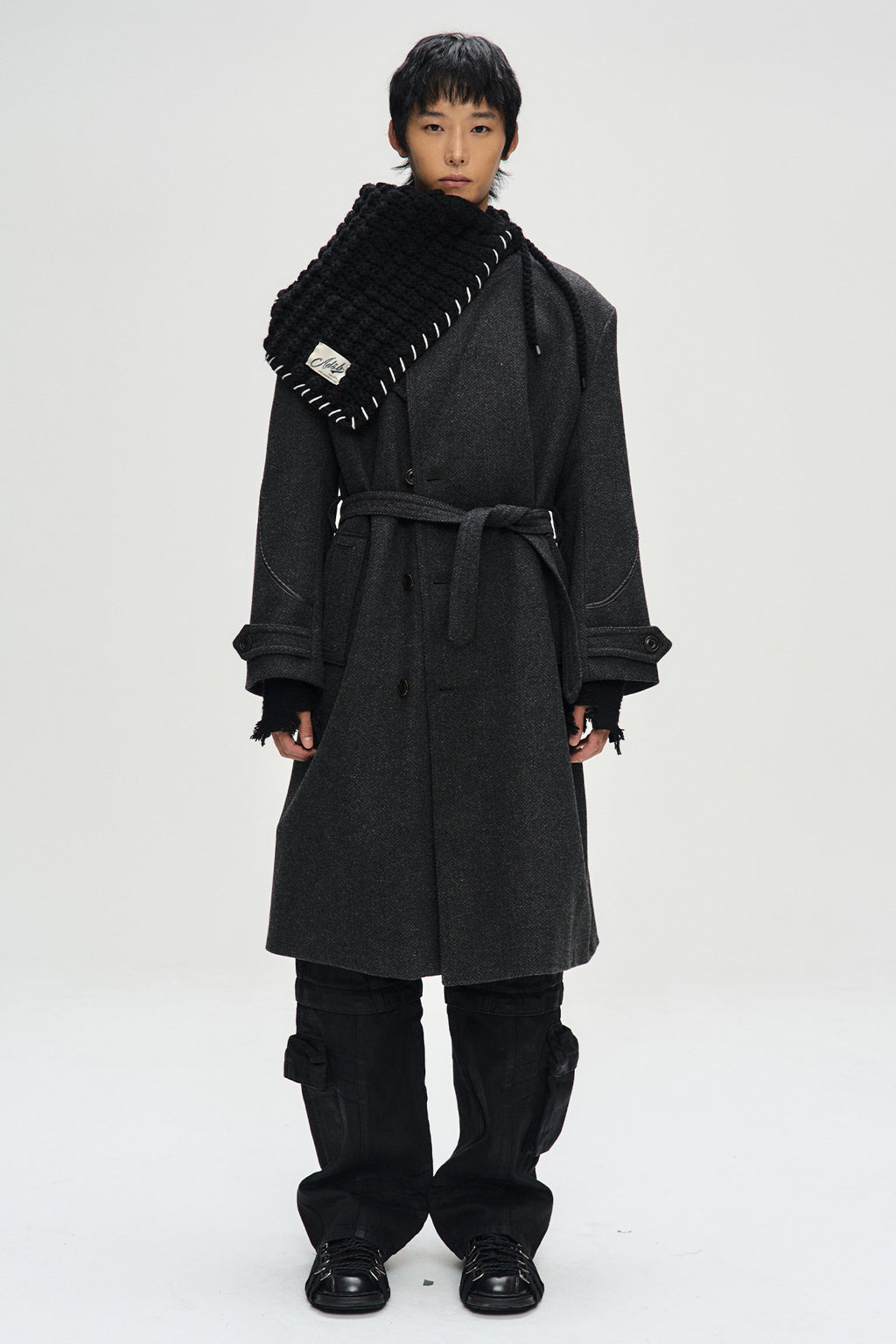 Andersson Bell - Rovy Double Breasted Herringbone Coat (Charcoal) product image 5 | TRAB K-Fashion Australia