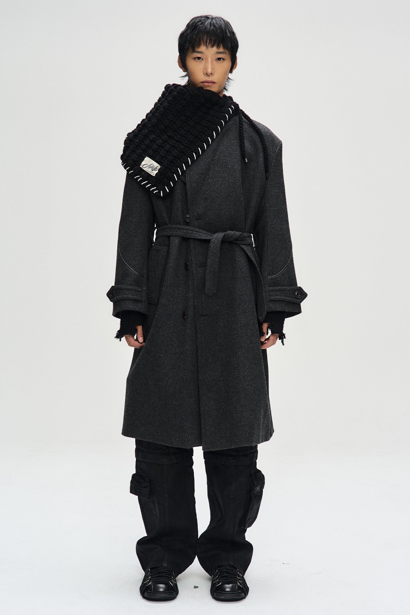 Andersson Bell - Rovy Double Breasted Herringbone Coat (Charcoal) product image 5 | TRAB K-Fashion Australia