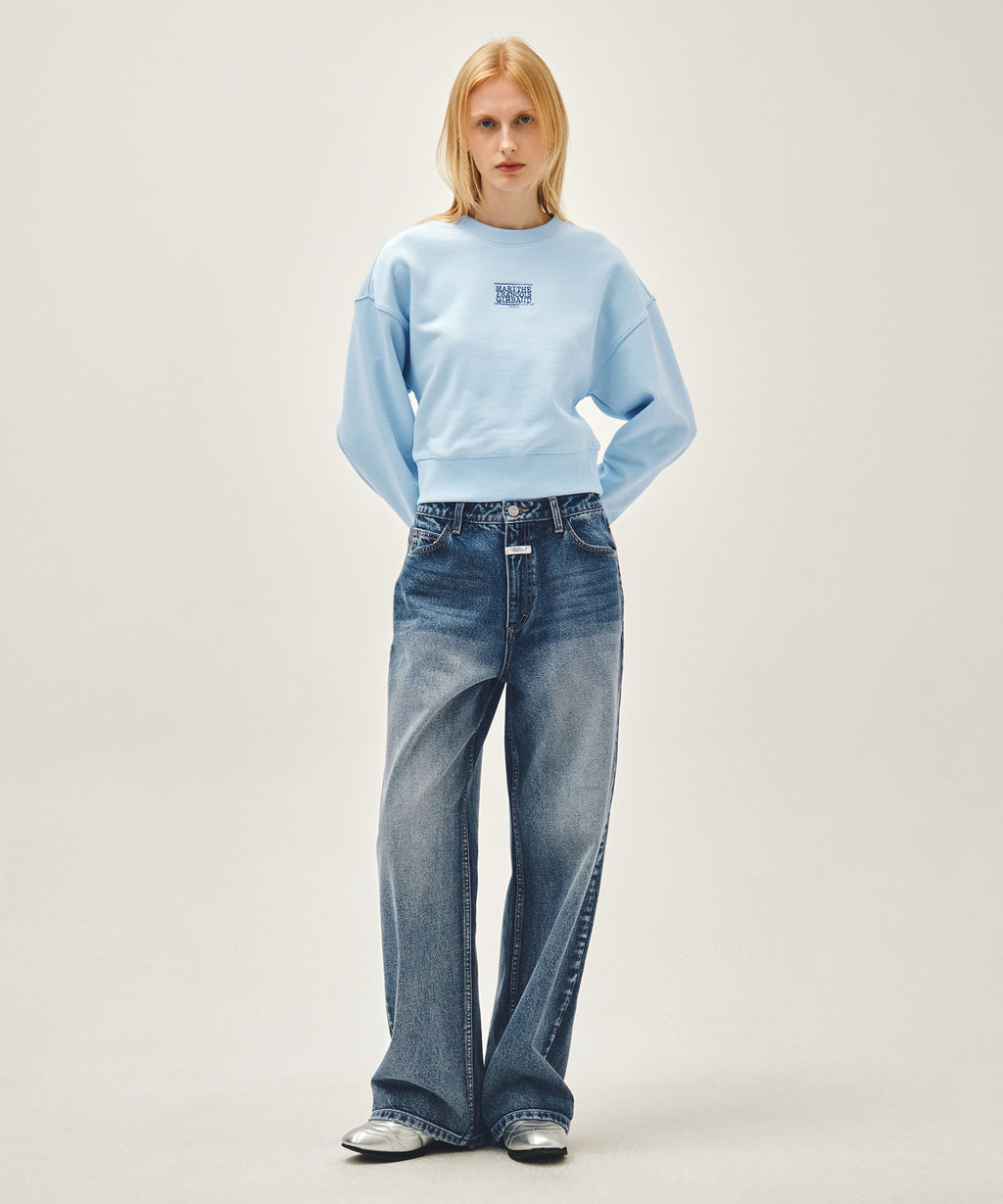 Marithe & Francois Girbaud - Flower Classic Logo Crop Sweatshirt (Sky Blue) product image 5 | TRAB K-Fashion Australia