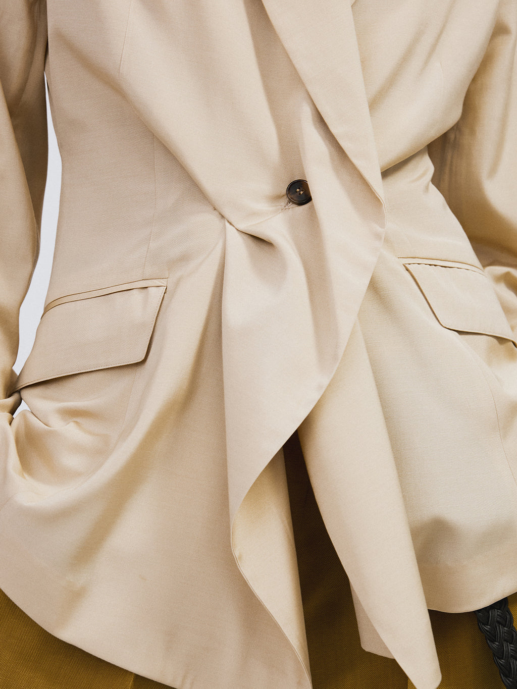 Recto - Drape Detail Suit Jacket (Light Beige) product image 4 | TRAB K-Fashion Australia
