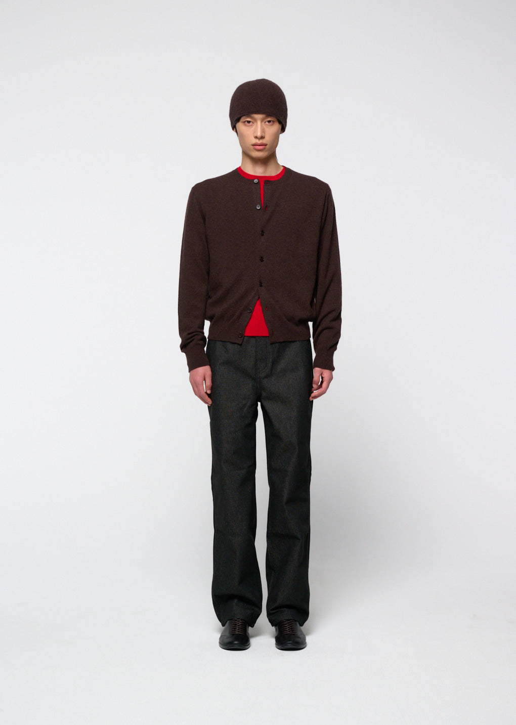 Amomento - Men's Cashmere Crewneck Cardigan (Brown) product image 2 | TRAB K-Fashion Australia