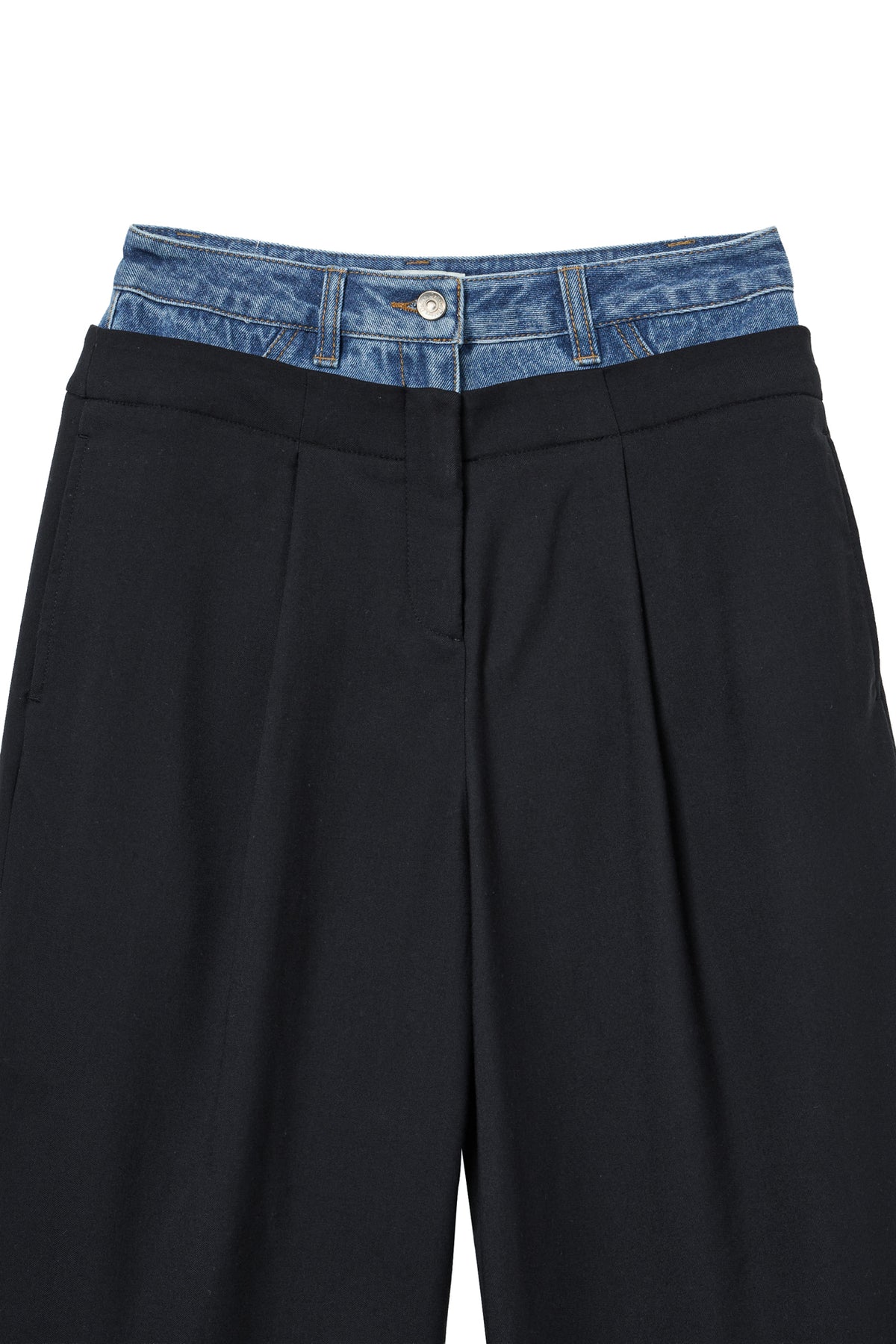 Deinet - Layered Denim Slacks (Black) product image 3 | TRAB K-Fashion Australia