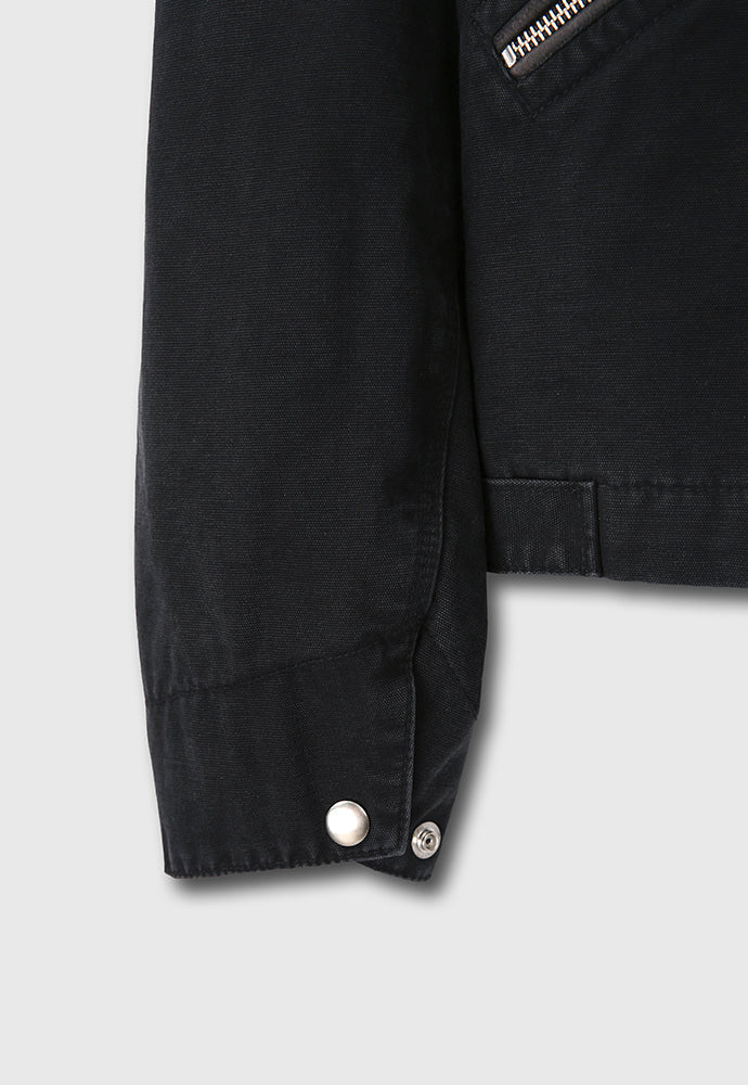 Tonywack - Leather Collar Garment-Washed Zip Work Jacket (Faded Black) product image 16 | TRAB K-Fashion Australia