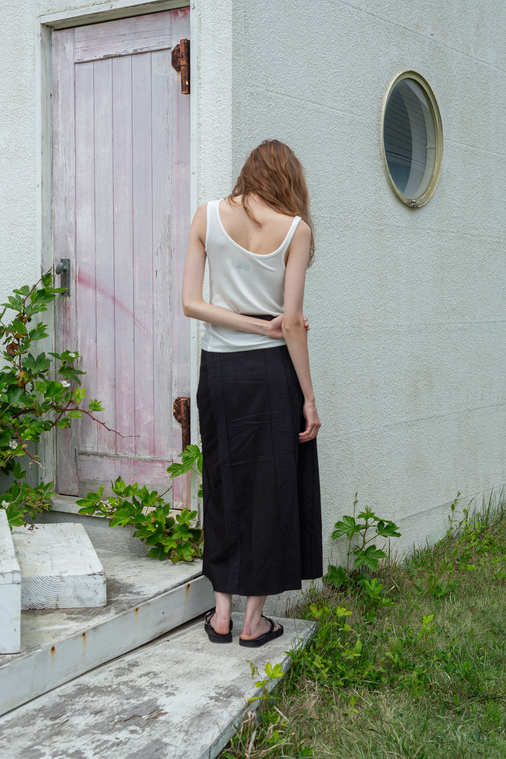 Matin Kim - Unbalance Tuck Sleeveless Top (White) product image 8 | TRAB K-Fashion Australia
