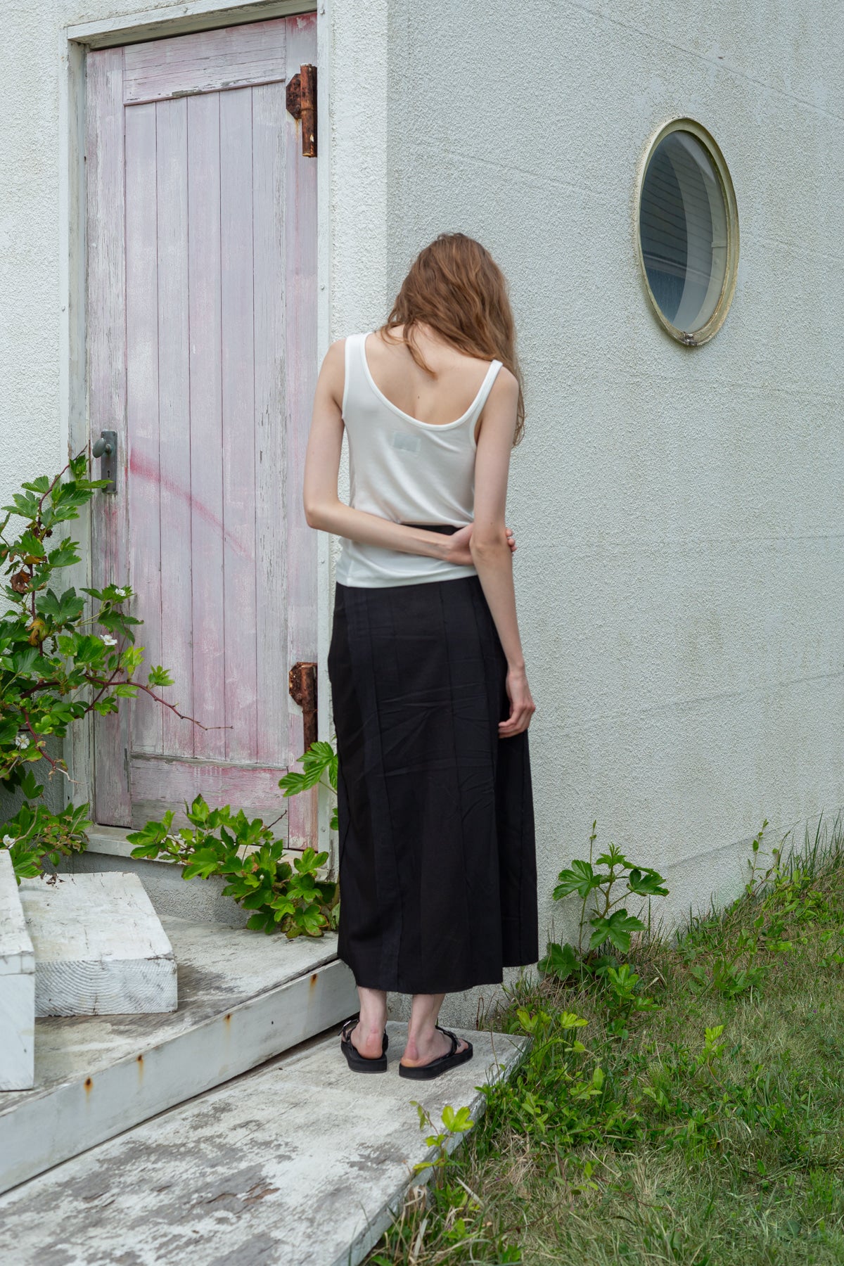 Matin Kim - Unbalance Tuck Sleeveless Top (White) product image 8 | TRAB K-Fashion Australia