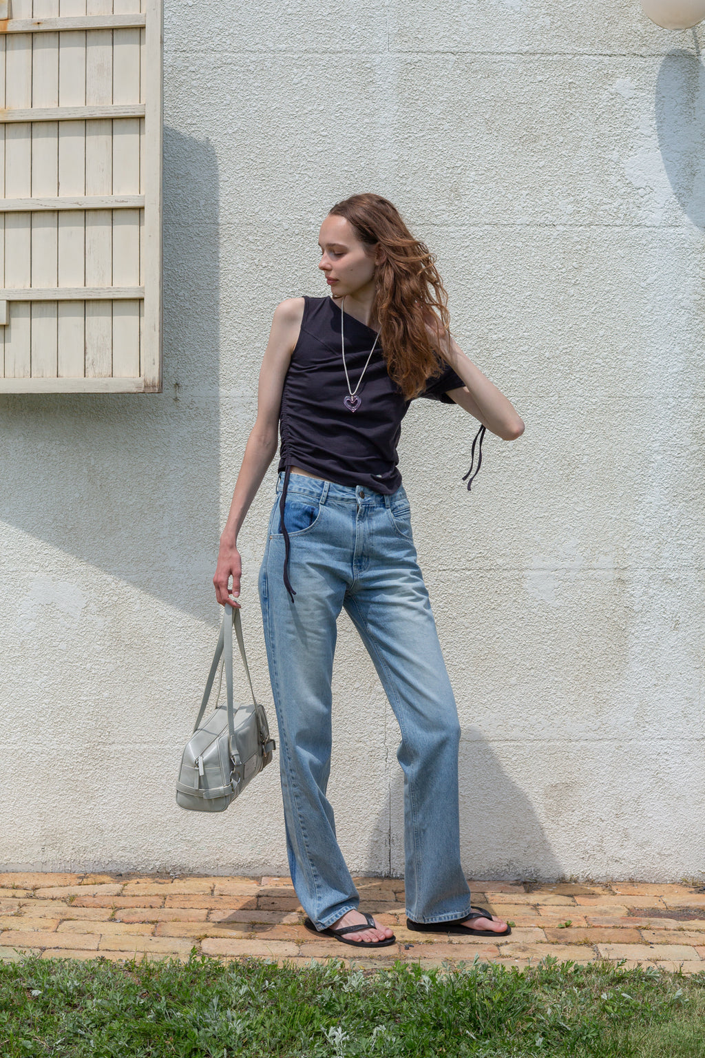 Matin Kim - Pocket Washed Point Denim Pants (Light Blue) product image 11 | TRAB K-Fashion Australia
