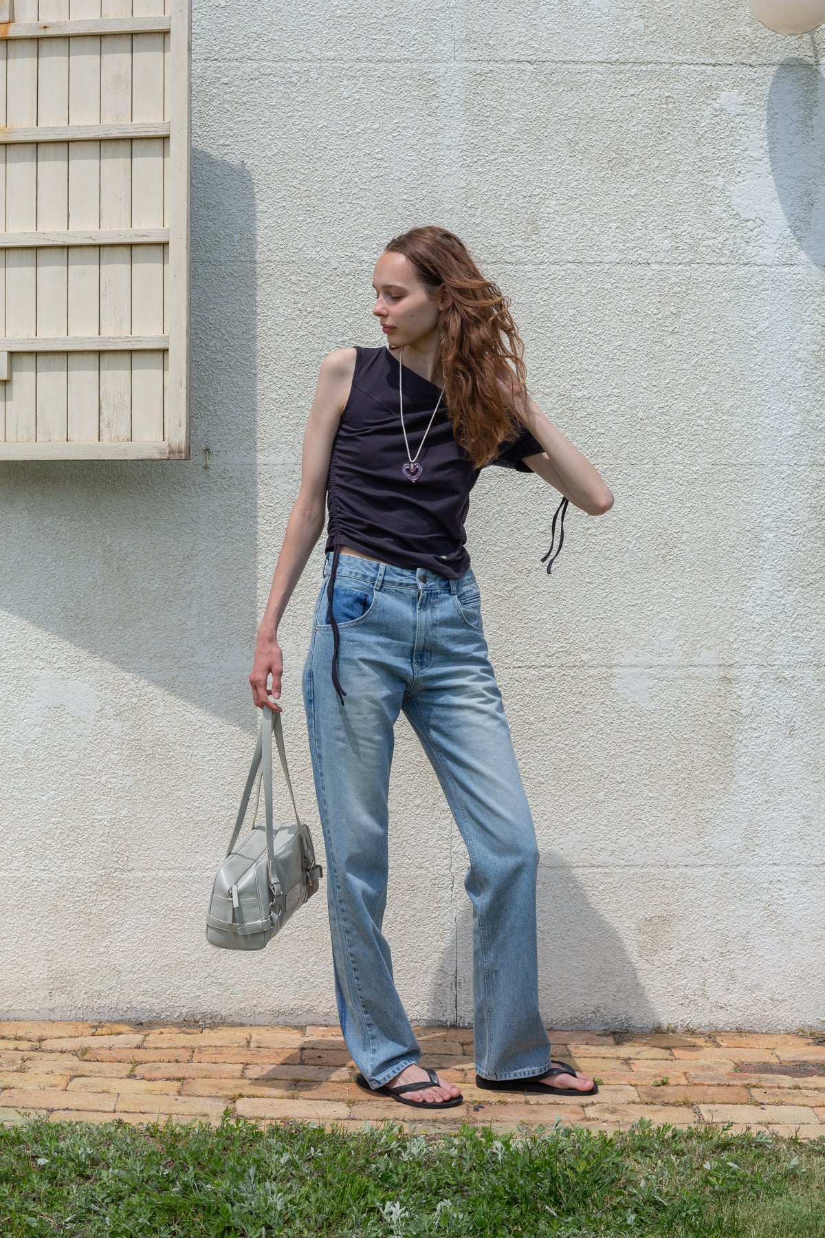 Matin Kim - Pocket Washed Point Denim Pants (Light Blue) product image 11 | TRAB K-Fashion Australia
