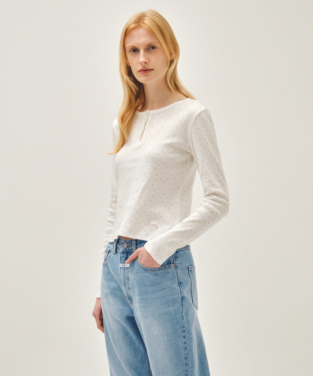 Marithe & Francois Girbaud - Flower Pattern Long Sleeve Tee (Ivory) product image 2 | TRAB K-Fashion Australia