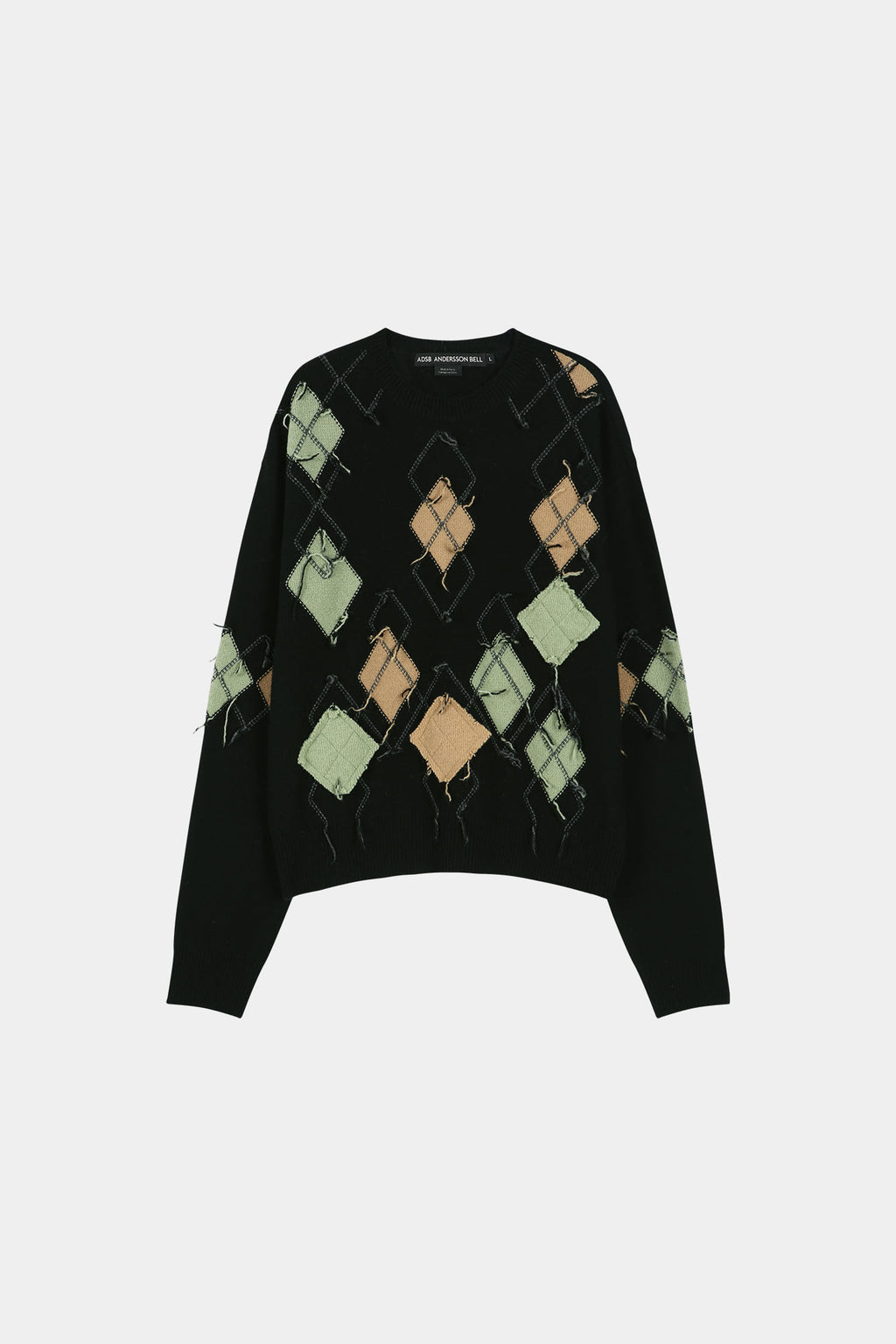 Andersson Bell - Tom Argyle Crew-Neck Sweater (Black) product image 7 | TRAB K-Fashion Australia