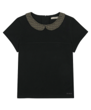 Coyseio - Round Collar Half Blouse (Black) product image 1 | TRAB K-Fashion Australia