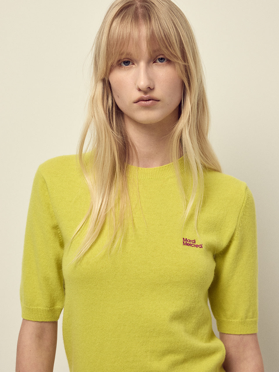 Mardi Mercredi - Cashmere Blended Top Short Sleeve Essential (Yellow) product image 1 | TRAB K-Fashion Australia