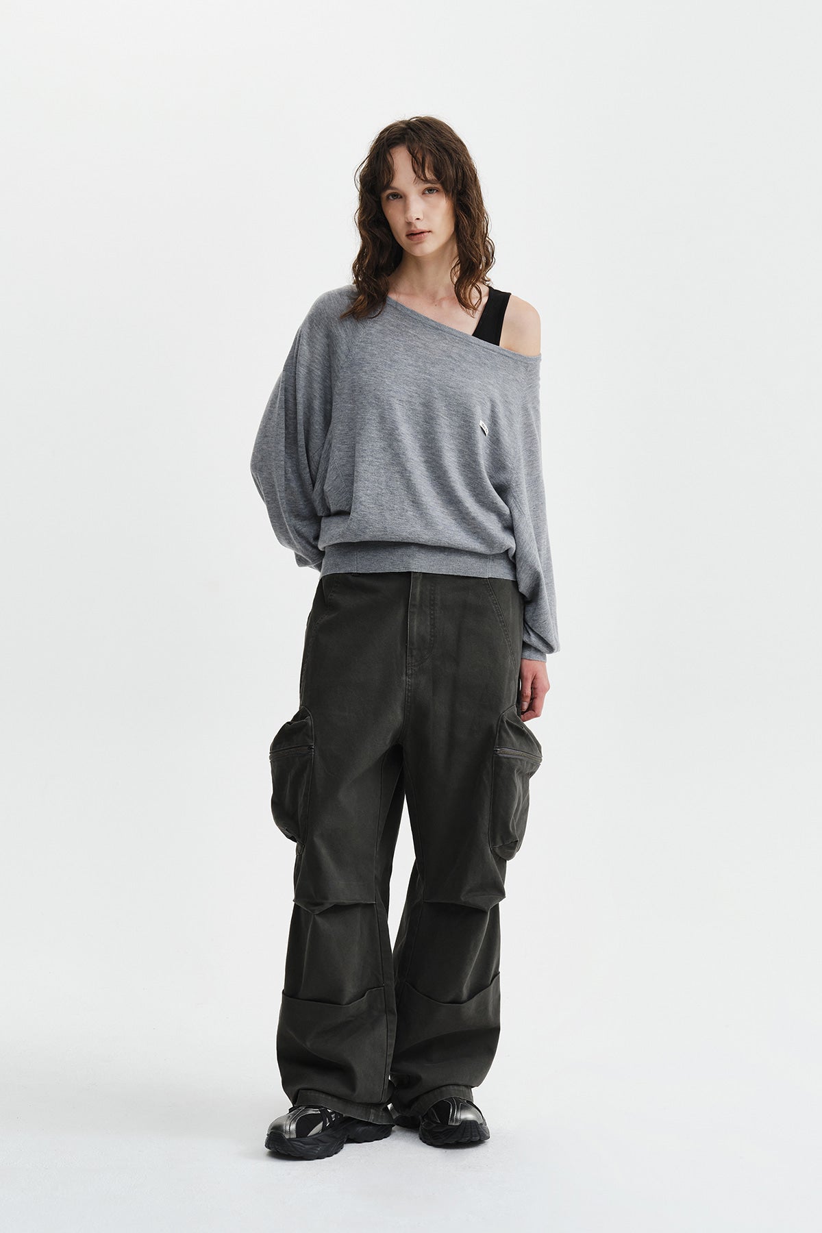 Matin Kim - Betwing Fit Boat Neck Knit Pullover (Grey) product image 10 | TRAB K-Fashion Australia