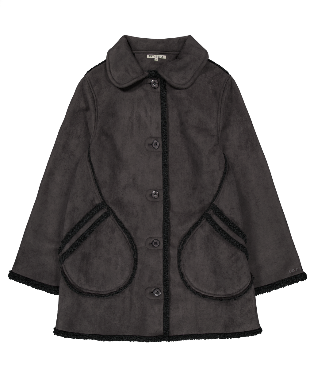 Coyseio - Round Collar Suede Jacket (Charcoal) product image 1 | TRAB K-Fashion Australia