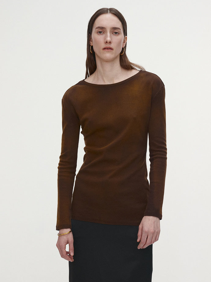 Tonywack - Faded-Effect Cotton Fitted T-Shirt (Brown) product image 6 | TRAB K-Fashion Australia