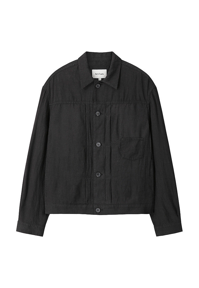 Art if acts - Linen Trucker Jacket (Black) product image 6 | TRAB K-Fashion Australia