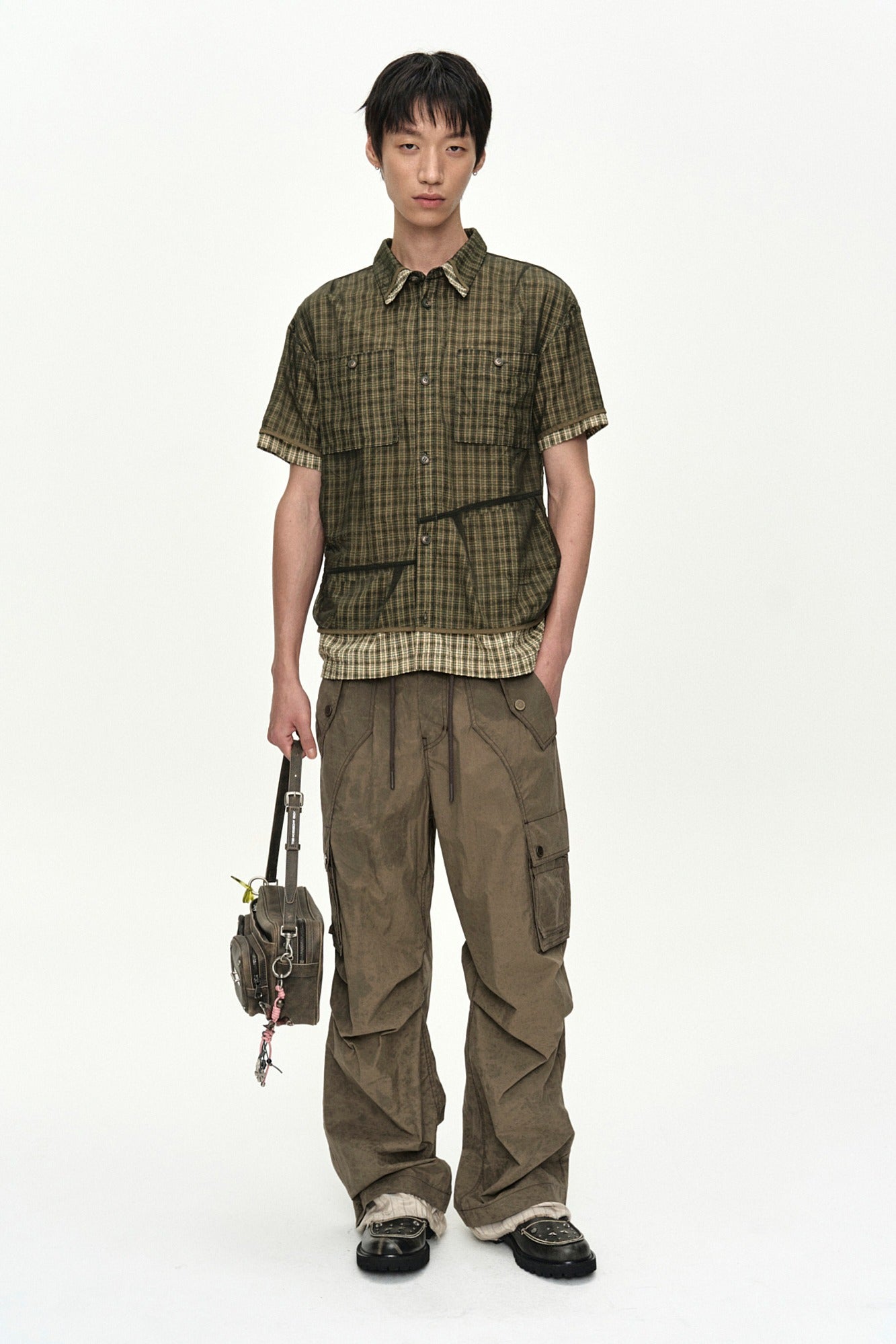 Andersson Bell - Carpenter Cargo Wide-Leg Trousers (Khaki Brown) product image 1 | TRAB K-Fashion Australia