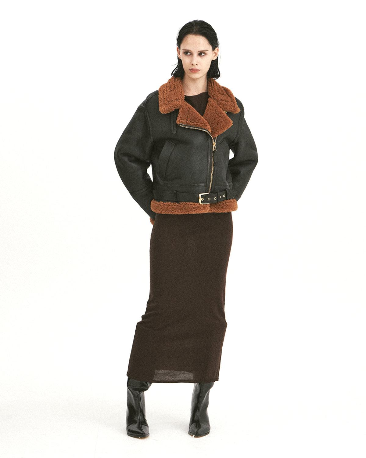 Eastlogue - Rider Mouton Jacket (D.brown) product image 1 | TRAB K-Fashion Australia