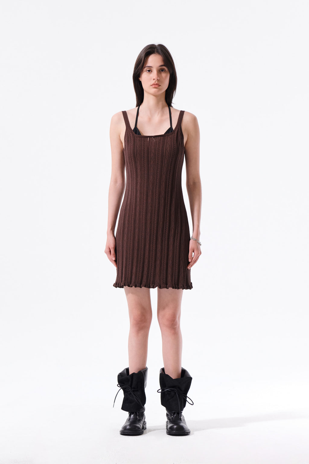 Matin Kim - Open Back Ribbed Knit Dress (Brown) product image 11 | TRAB K-Fashion Australia