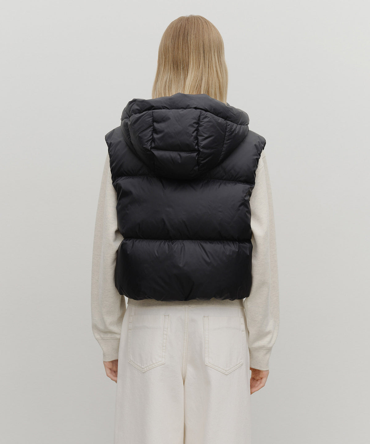 Marithe & Francois Girbaud - Circle Logo Crop Hooded Down Vest (Black) product image 3 | TRAB K-Fashion Australia