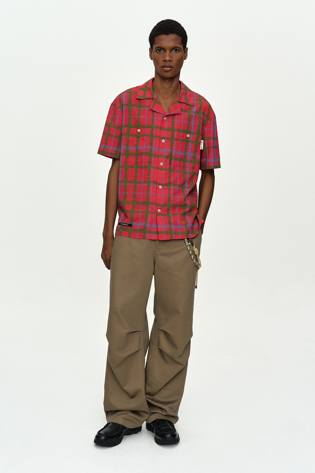 Andersson Bell - Rothko Open Collar Shirt (Red) product image 1 | TRAB K-Fashion Australia
