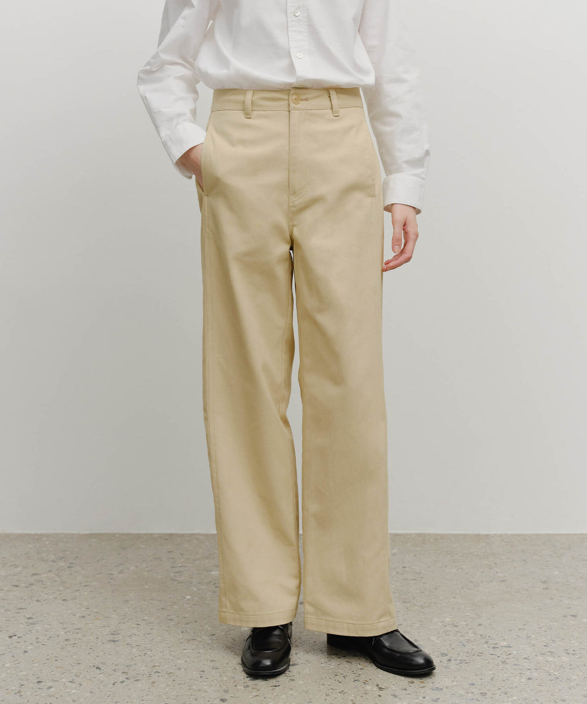 Marithe & Francois Girbaud - Cotton Curved Line Pants (Beige) product image 1 | TRAB K-Fashion Australia